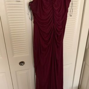 Burgundy one shoulder prom dress
